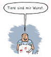 Cartoon: Wurst (small) by Lo Graf von Blickensdorf tagged fleischer,metzger,wurst,vegan,vegetarisch,fleisch,tiere,rind,schwein,huhn,salami,aufschnitt,wurstbrot,karikatur,lo,graf,cartoon