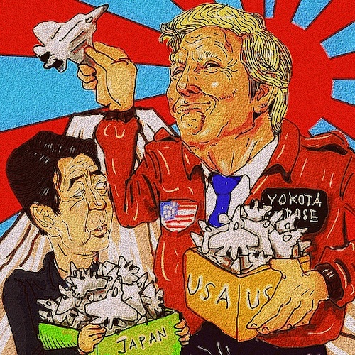 Cartoon: merchant of death (medium) by takeshioekaki tagged trump