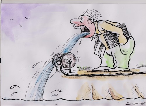 Cartoon: Politician. (medium) by vadim siminoga tagged policies,taxes,pensions,healthcare,elections,tariffs