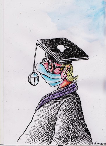 Cartoon: Student (medium) by vadim siminoga tagged ppandemic,education,closure,of,schools,universities,collegesandemic,colleges