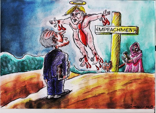 Cartoon: Trump is risen (medium) by vadim siminoga tagged trump,impeachment,election,capitol,biden,inauguration