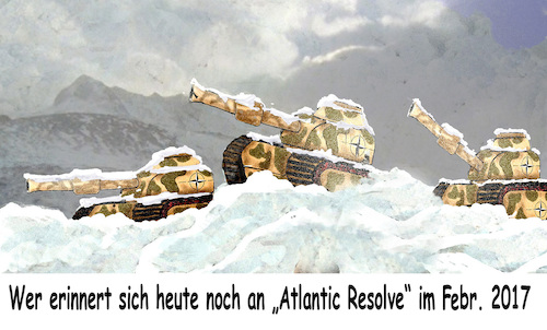 Cartoon: Atlantic Resolve (medium) by jpn tagged russland,ukraine,putin,usa,westen,osten,brdrohung,aufmarsch,manöver