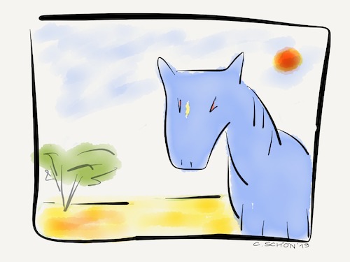 Cartoon: Blue Horse (medium) by Schön tagged dream,horse,future