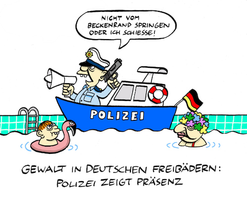 Cartoon: Breifad (medium) by Bregenwurst tagged freibad,gewalt,polizei,wasserschutzpolizei,tumult,badekappe