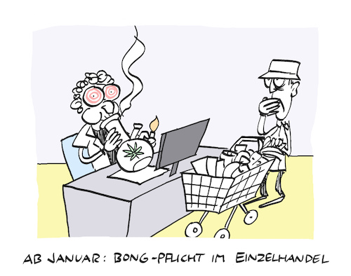Cartoon: Drogenhandel (medium) by Bregenwurst tagged bonpflicht,belegpflicht,einzelhandel,bon,kasse,bong