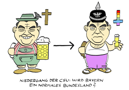 Cartoon: Finis Bavariae (medium) by Bregenwurst tagged csu,bayern,landtagswahl,volkstum,trachten