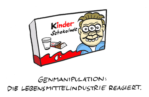Cartoon: Genschokolade (medium) by Bregenwurst tagged genmanipulation,gentechnik,kinder,schokolade,mutanten