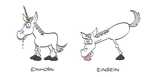 Cartoon: Huftierkunde (medium) by Bregenwurst tagged einhorn,pferd,einbein,fantasy