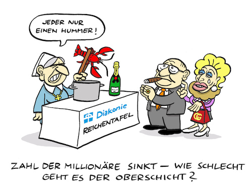 Cartoon: Millionot (medium) by Bregenwurst tagged millionäre,reichtum,armut,tafel,oberschicht,hummer