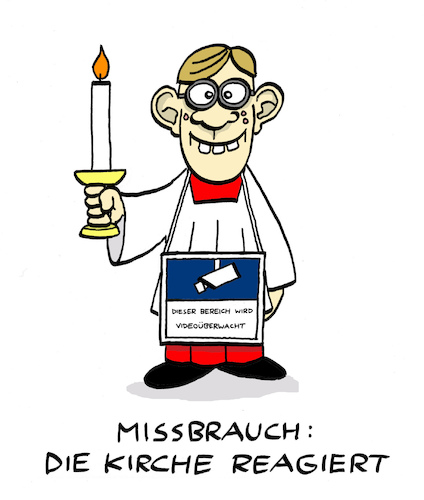 Cartoon: Missbrauchsprävention (medium) by Bregenwurst tagged kirche,missbrauch,skandal,vatikan,priester,messdiener,videoüberwachung