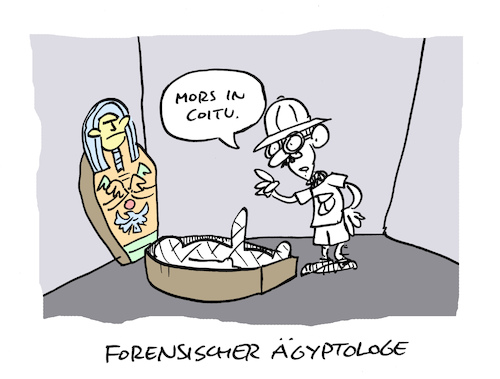 Cartoon: Mumin (medium) by Bregenwurst tagged mumie,tod,koitus,ägyptologe,forensik