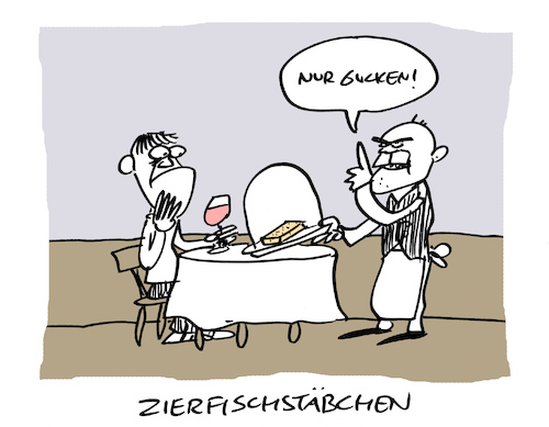 Cartoon: Nonfood (medium) by Bregenwurst tagged zierfisch,fischstäbchen,restaurant