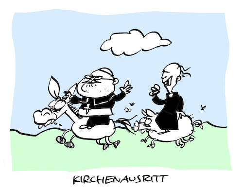 Cartoon: Tritt (medium) by Bregenwurst tagged kirche,austritt,ausritt,priester