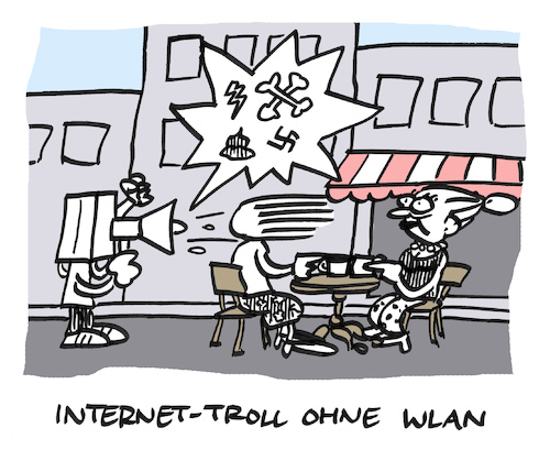 Cartoon: Trollinger (medium) by Bregenwurst tagged internet,social,media,hetze,troll,megaphon