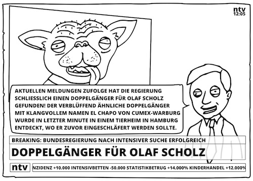 Cartoon: Doppelgänger für Olaf Scholz (medium) by Cory Spencer tagged olafscholz,bundeskanzler,bundesregierung,spd,scholz