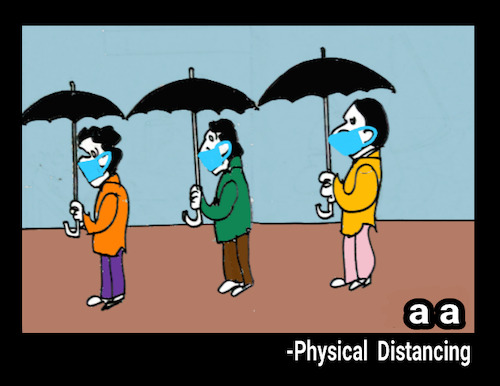 Cartoon: Umbrella for Physical Distancing (medium) by APPARAO ANUPOJU tagged umbrella,physical,distancing
