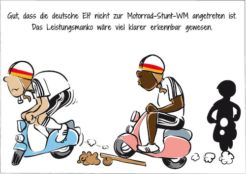 Cartoon: Deutsche Elf im Motorsport (medium) by GOMIX tagged fussball,wm,auftakt,elf,schlecht
