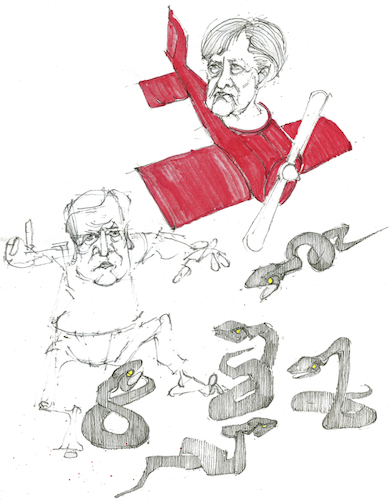 Cartoon: Draufsicht (medium) by herranderl tagged seehofer,horst,angela,merkel,cdu