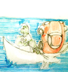 Cartoon: in einem Boot (small) by herranderl tagged wasser