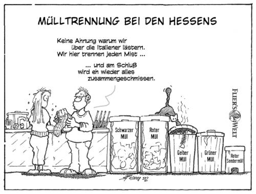Cartoon: Mülltrennung bei den Hessens (medium) by FliersWelt tagged hessen,wahl,koch,