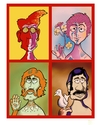 Cartoon: Beatles (small) by Goodwyn tagged beatles,reagan,john,paul,george,ringo,lennon,mccartney,harrison,starr,bird,flower,psychodelic