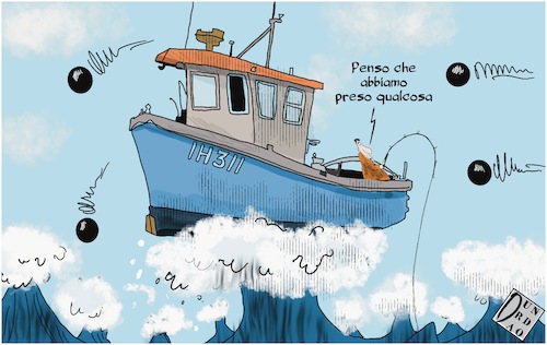 Cartoon: Acque libiche (medium) by Christi tagged libia,peschereccio,acque,libiche,attacco