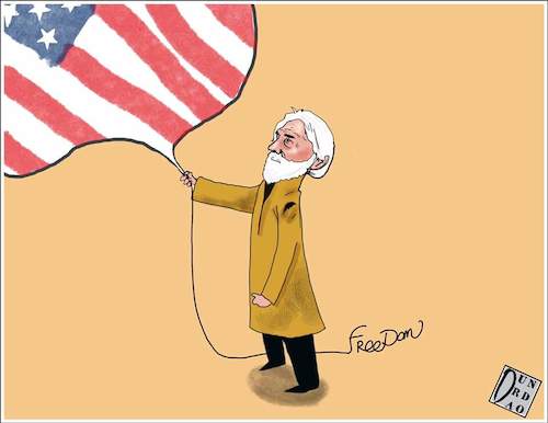 Cartoon: ASSANGE FREEDOM (medium) by Christi tagged assange,usa,londra,inghilterra,estradizione
