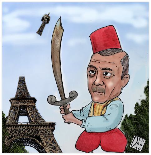 Cartoon: Crociate (medium) by Christi tagged erdogan,macron,crociate,parigi,istambul