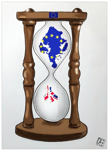 Cartoon: Londra  il giorno della Brexit (medium) by Christi tagged london,brexit,ue,rwgnounito,mezzanotye
