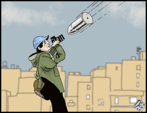 Cartoon: Press (medium) by Christi tagged israele,gaza,press,media,bombardamento