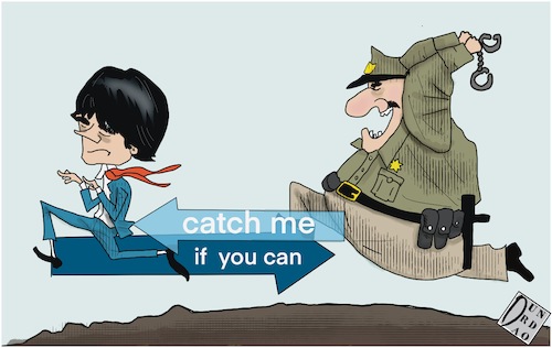 Cartoon: Prova a prendermi (medium) by Christi tagged leader,catalano,puigdemont,spagna,estradizione