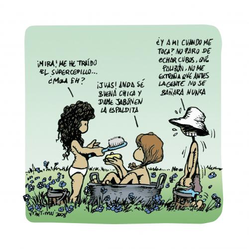 Cartoon: Un mundo maravilloso (medium) by mortimer tagged mortimer,mortimeriadas,cartoon,kids,bath,country,flowers,primitivism,summer,kinder,kindheit,jugendliche,jugend,spiel,spaß,freizeit,urlaub,reisen,verreisen,gemeinschaft,freunde,freundschaft,baden,mädchen,junge,arbeiten,beauty,schönheit,geschlechter,arbeit,sklave,service,manieren,gentleman