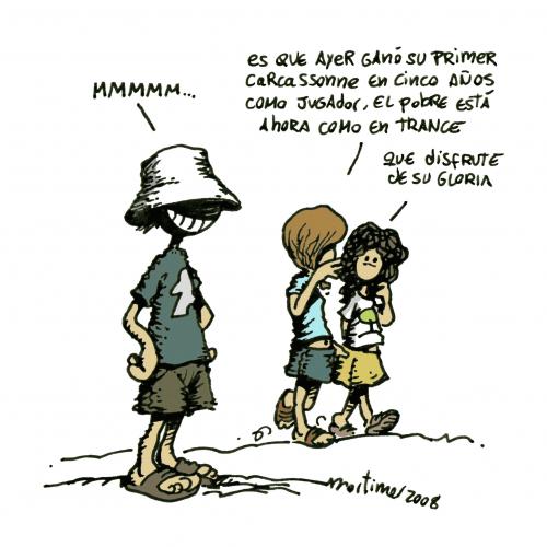 Cartoon: Un mundo maravilloso (medium) by mortimer tagged mortimer,mortimeriadas,cartoon,carcassonne,eurogames,boardgame,kids