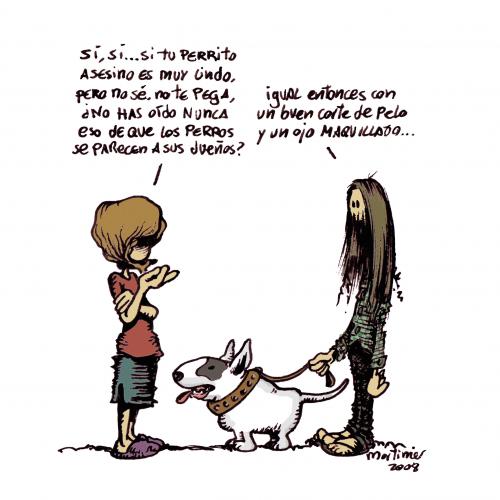 Cartoon: Un mundo maravilloso (medium) by mortimer tagged mortimer,mortimeriadas,cartoon,dogs,bullterrier