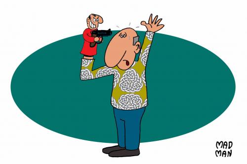 Cartoon: hands up (medium) by madman tagged hand,puppet,gun