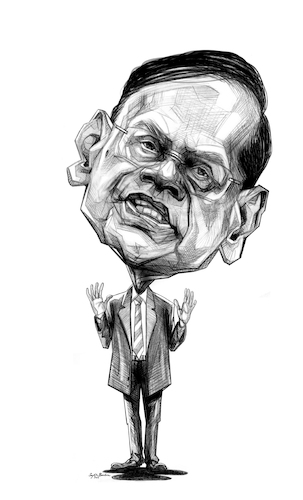 Cartoon: Politician G.L.Peiris (medium) by Sajith Bandara tagged peiris