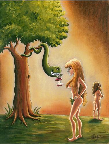 Cartoon: Apple 3 (medium) by menekse cam tagged heaven,life,earth,sin,tree,snake,adam,eve,turkey,amasya,famous,apple,aqueous,sweet