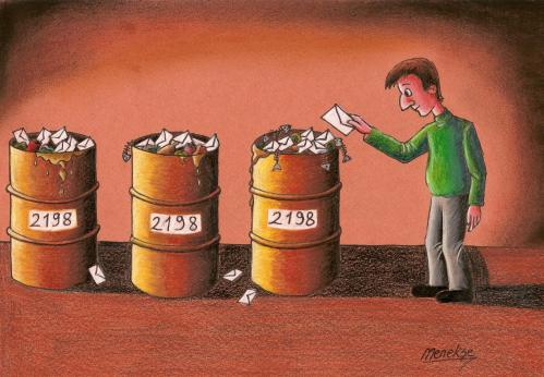 Cartoon: ballot boxes (medium) by menekse cam tagged ballot,box,election,votes,trash,cans