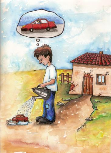 Cartoon: imagine (medium) by menekse cam tagged car,imagine,child,poorness