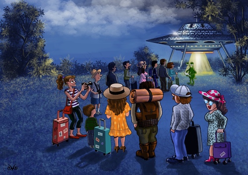 Cartoon: Travel (medium) by menekse cam tagged travel,holiday,space,alien,madness,spacecraft,tourism,tourist,travel,holiday,space,alien,madness,spacecraft,tourism,tourist