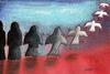 Cartoon: Flight to freedom (small) by menekse cam tagged women,sharia,iran,sudan,freedom,changing