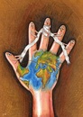 Cartoon: int.continental humanitarian aid (small) by menekse cam tagged continents,humanitarian,aid,assistance,particular,project,hand,fingers,symbolic,wars,poverty,hunger,wounds