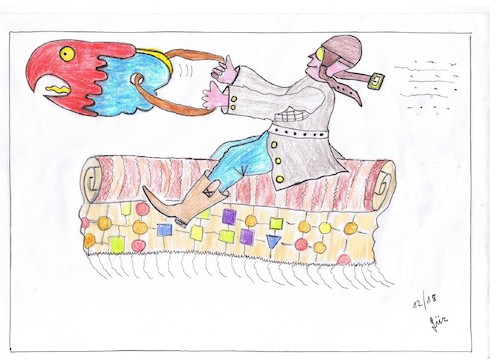Cartoon: magic carpet ride (medium) by skätch-up tagged harro,jackets,carpet,fly,away,dream,on,steppenwolf,spass,fun,joy,freude