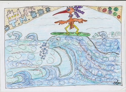 Cartoon: Rätsel Riddle       its a song (medium) by skätch-up tagged beach,sea,hits,music,sixties,trashman,te,bird,surfing