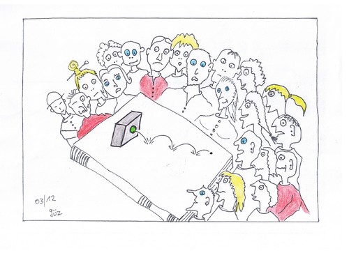 Cartoon: WATCHER- kopfkino (medium) by skätch-up tagged kopfkino,watcher,interested,people,zuschauer,punkt,der,springende,lösung,faszinazion,erstaunen