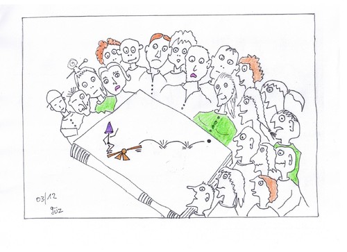 Cartoon: WATCHER- kopfkino (medium) by skätch-up tagged kopfkino,watcher,interested,people,zuschauer,punkt,der,springende,lösung,faszinazion,erstaunen
