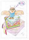 Cartoon: the OWL loves wisdom (small) by skätch-up tagged eule,owl,weisheit,lesen,bücher,natur,liebe,technik,interessantes,wissen,und,können,lebensqualität