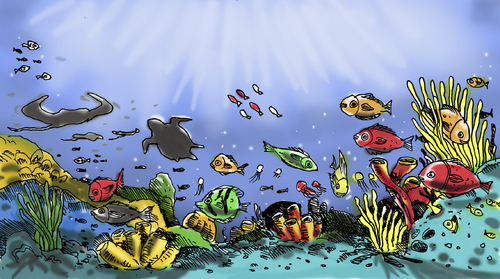 Cartoon: marine life in the philippines (medium) by bennaccartoons tagged palawan,philippines,marine,life
