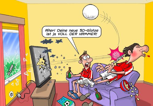 Cartoon: 3D TV (medium) by Chris Berger tagged 3d,4k,high,definition,resolution,fussball,ball,zuschauer,fernseher,3d,4k,high,definition,resolution,fussball,ball,zuschauer,fernseher