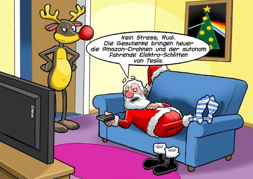 Cartoon: Ausgelagert (medium) by Chris Berger tagged santa,rudolph,weihnachten,xmas,job,arbeitslos,santa,rudolph,weihnachten,xmas,job,arbeitslos